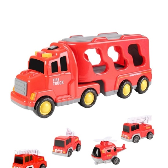 ✨BNWT - Fire Truck Car Model Lights & Music Transport Vehicle Container Car✨ - Picture 1 of 5